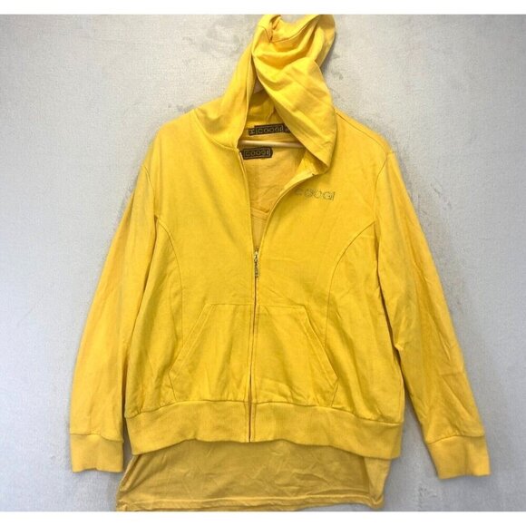 COOGI Zip Up Hoodie Jacket & T-Shirt Set Womens 2X Rhinestone Yellow Vintage Y2K - Picture 1 of 16